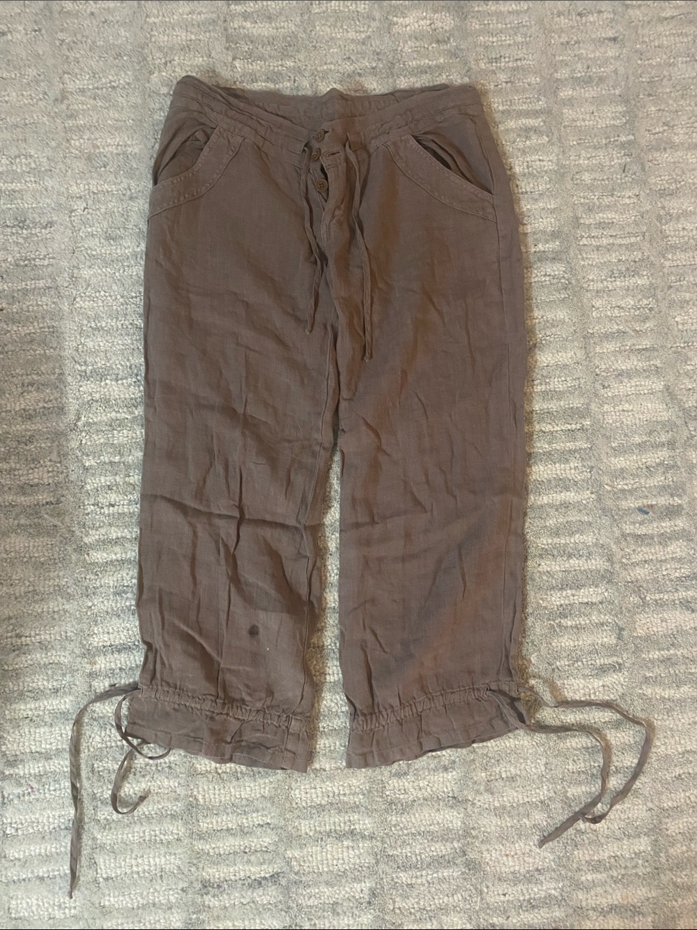 Juicy Couture Brown Drawstring Linen-Blend Joggers